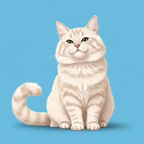 Adorable Fluffy Cream-Colored Domestic Cat Illustration