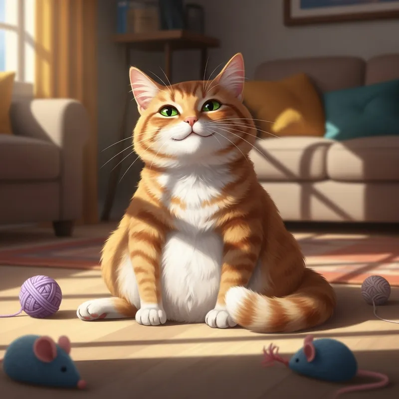 Happy Cat Basking in Sunlight