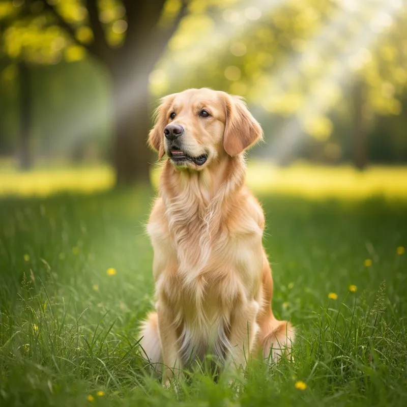 Beautiful Golden Retriever in Vibrant Gold Coat | Nature's Serene Companion