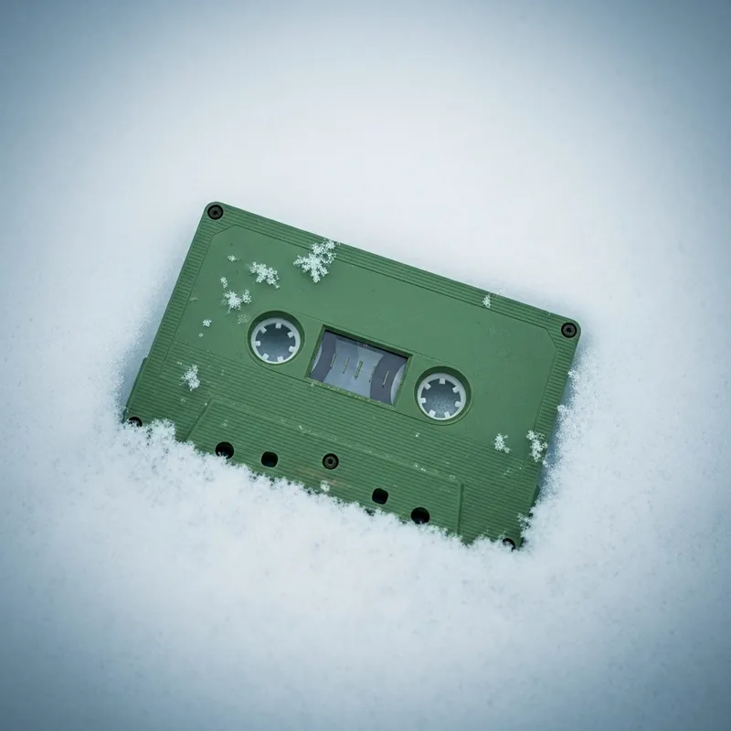 Nostalgic Green Cassette in Melancholic Setting
