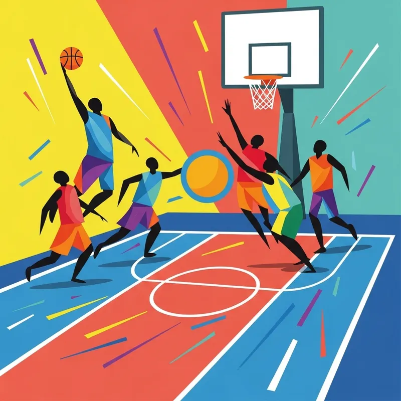 Vibrant Abstract Sports Scene | Inspired Basketball Competition