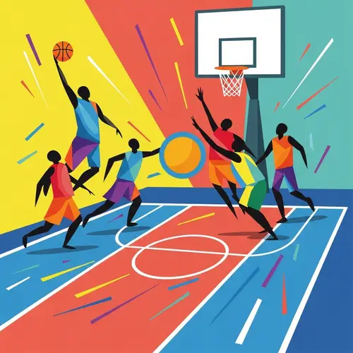 Colorful Abstract Basketball Scene | Spirited Athletic Competition