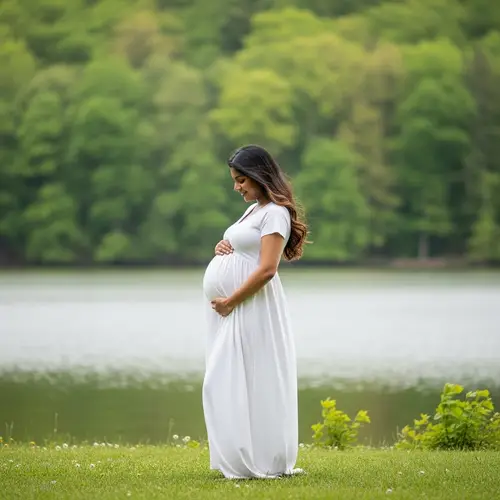 Serene Motherhood: South Asian Pregnancy by the Lake