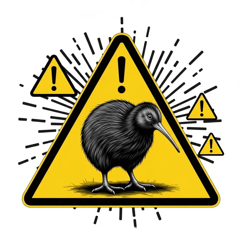 Black and Yellow Kiwi Bird Digital Painting - Warning Sign Style Black and Yellow Kiwi Bird Digital Painting - Warning Sign Style