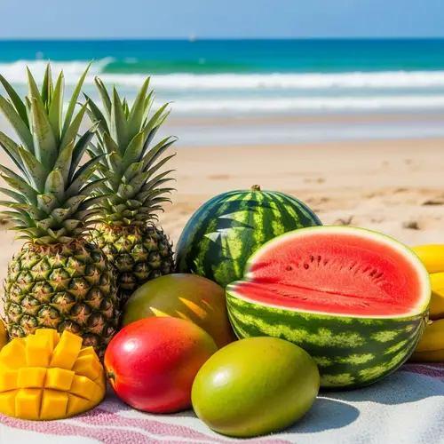 Summer Fruits on a Tropical Beach Paradise