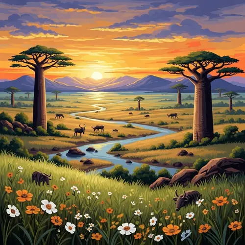 Abstract African Landscapes: Beauty of Savanna & Wildlife