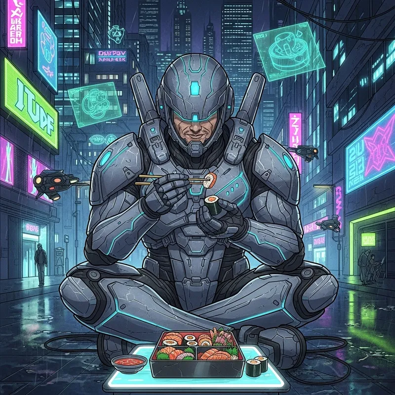 Futuristic Cyberpunk Tattoo Concept: Stormtrooper Sushi Futuristic Cyberpunk Tattoo Concept: Stormtrooper Sushi