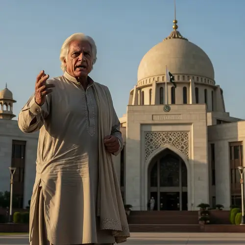 Former Pakistani Leader in Traditional Attire Giving Impassioned Speech