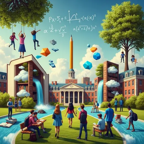 Surreal Campus Life: Twisted Architecture & Academic Pursuit