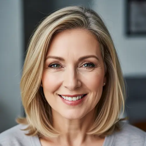 Realistic Portrait of Friendly Caucasian Woman in Her 50s