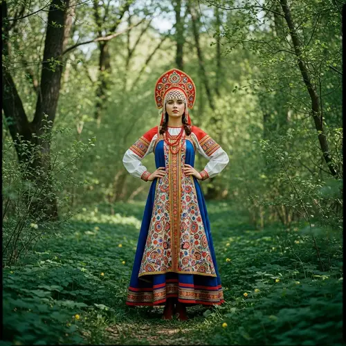 Russian Style Fashion Photo in Wooded Setting