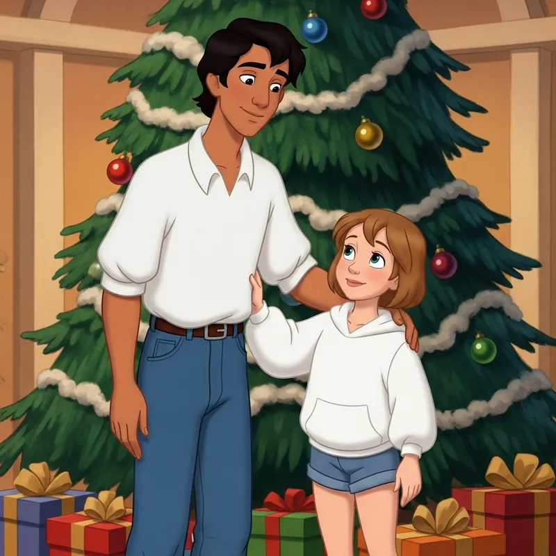 Adorable 14-Year-Old Friends in Christmas Outfits