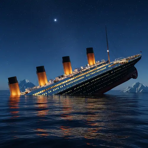 Titanic Sinking - Tragic Twilight Descent into the Deep