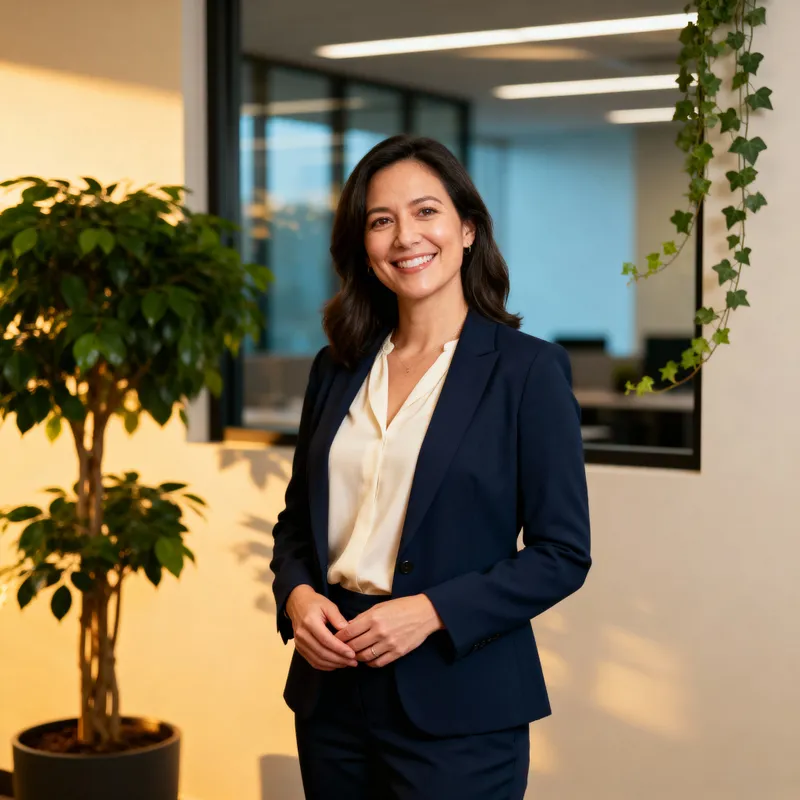 Inspirational Life Coach Headshot in Modern Office Inspirational Life Coach Headshot in Modern Office