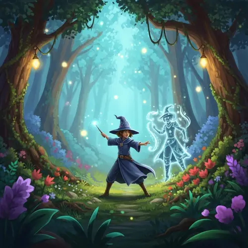 Young Wizard Casting Spell in Enchanting Forest | Fantasy Art