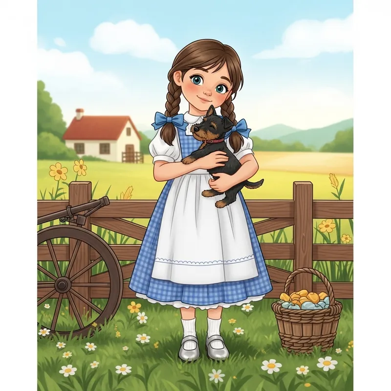Dorothy Gale from Wizard of Oz Cartoon | Vintage Style Portrait Dorothy Gale from Wizard of Oz Cartoon | Vintage Style Portrait