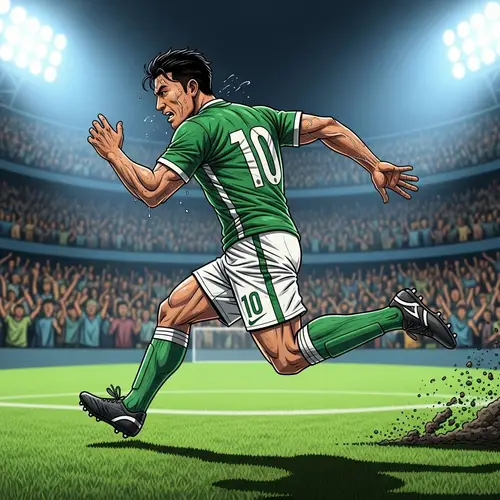 Professional Soccer Player Sprinting on Field - Exciting Match Scene