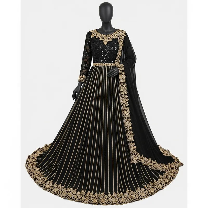 Elegant Black and Gold Dress - Sophisticated Style