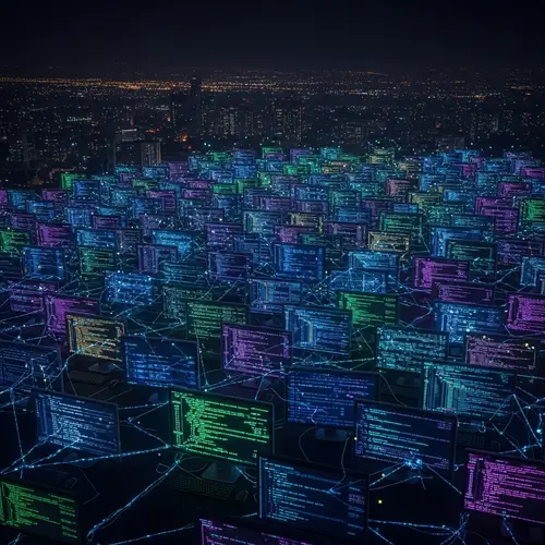 The Dark Web Never Sleeps - Neon Glow Network at Night