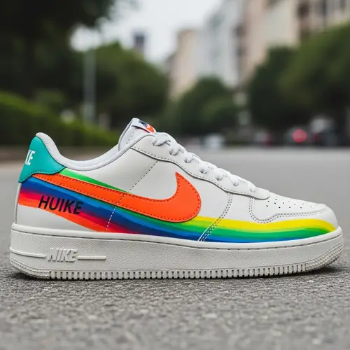 Vibrant Swoosh Design Sneakers - Contemporary Fashion Statement