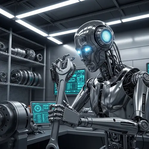 Advanced AI Robot with LED Eyes and Mechanical Details