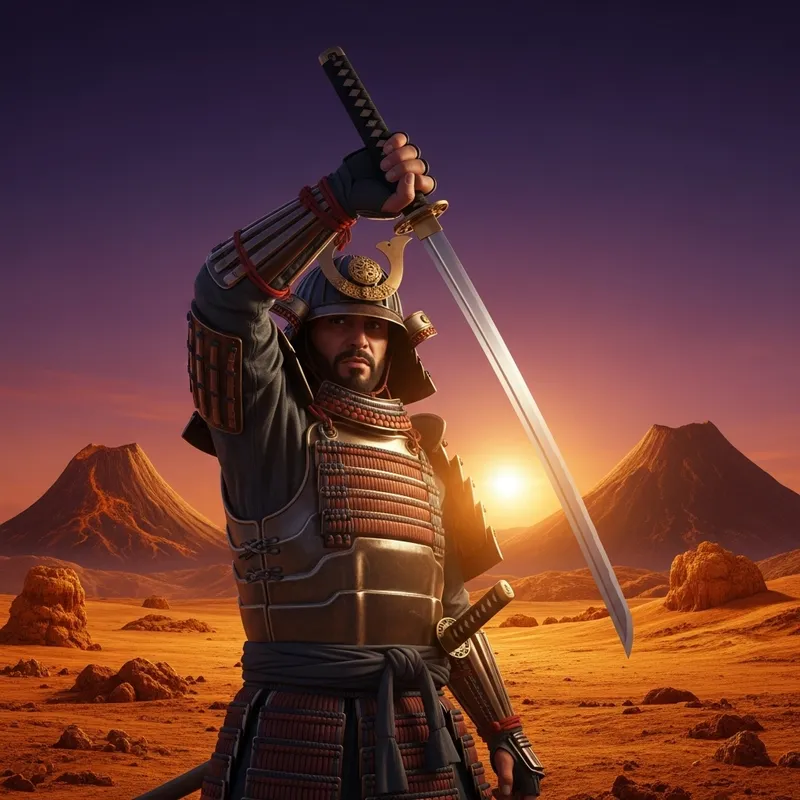 Samurai with Katana at Venus Sunset Samurai with Katana at Venus Sunset