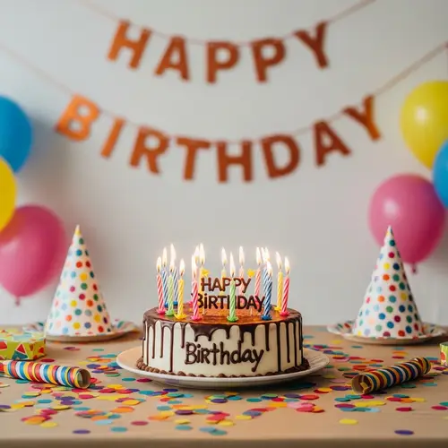 Elegant Birthday Cake with Lit Candles | Festive Ambience