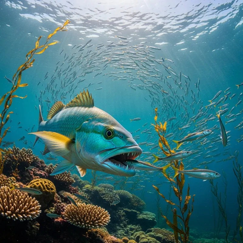 Carnivorous Fish Hunting Underwater Scene