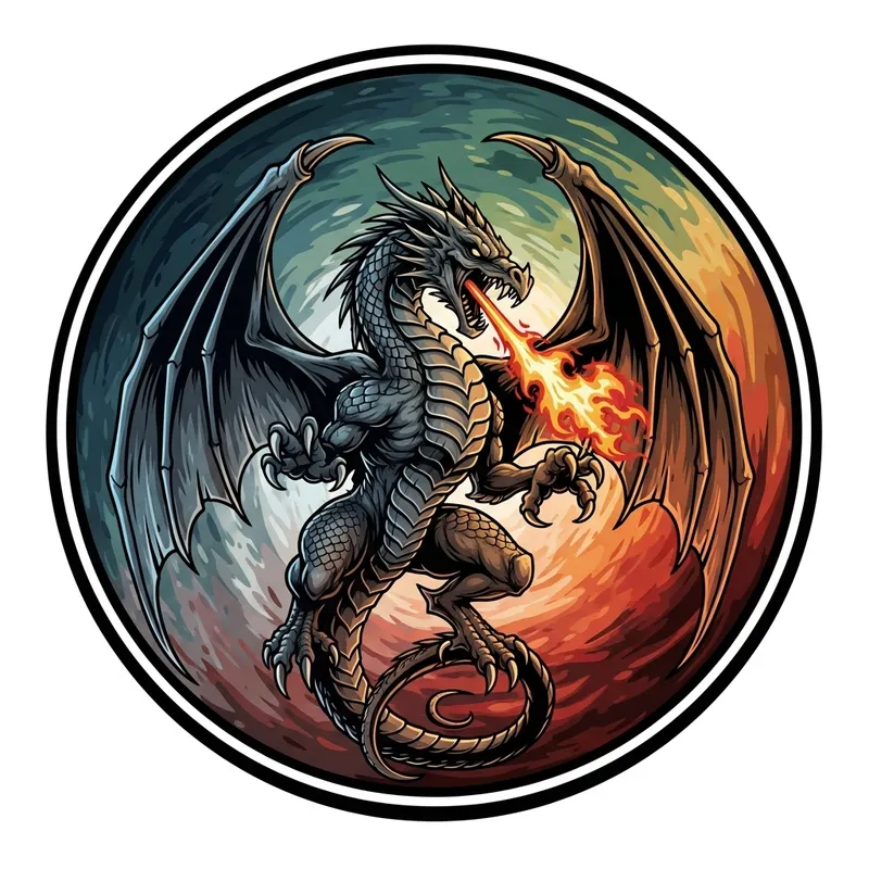 Intricately Designed Dragon Logo | Earth & Fire Elements