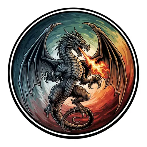 Majestic Dragon Logo Design | Earth & Fire Elements