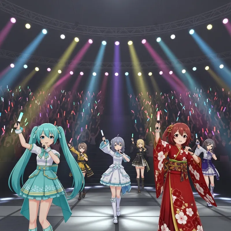 Hololive Anime-Style Virtual Reality Concert with Colorful Idols