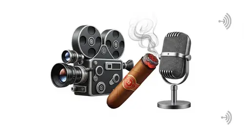 Realistic Logo Design: Cinema Camera, Cigar, Podcast Microphone