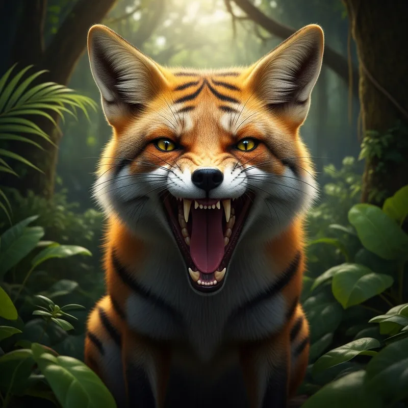 Fox Emulating Tiger's Fierceness