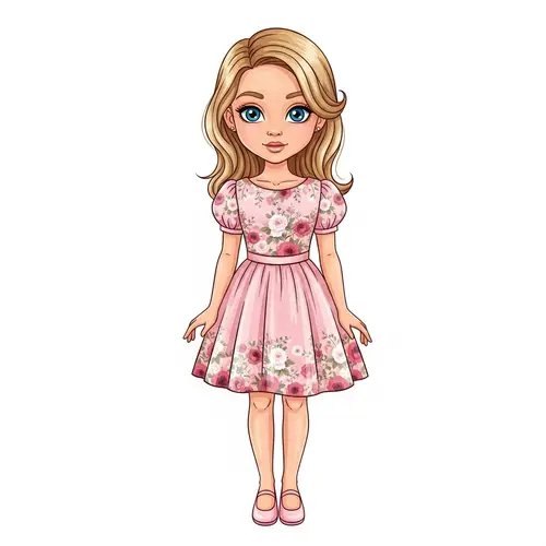 Symmetrical Caucasian Girl with Blue Eyes and Blond Hair