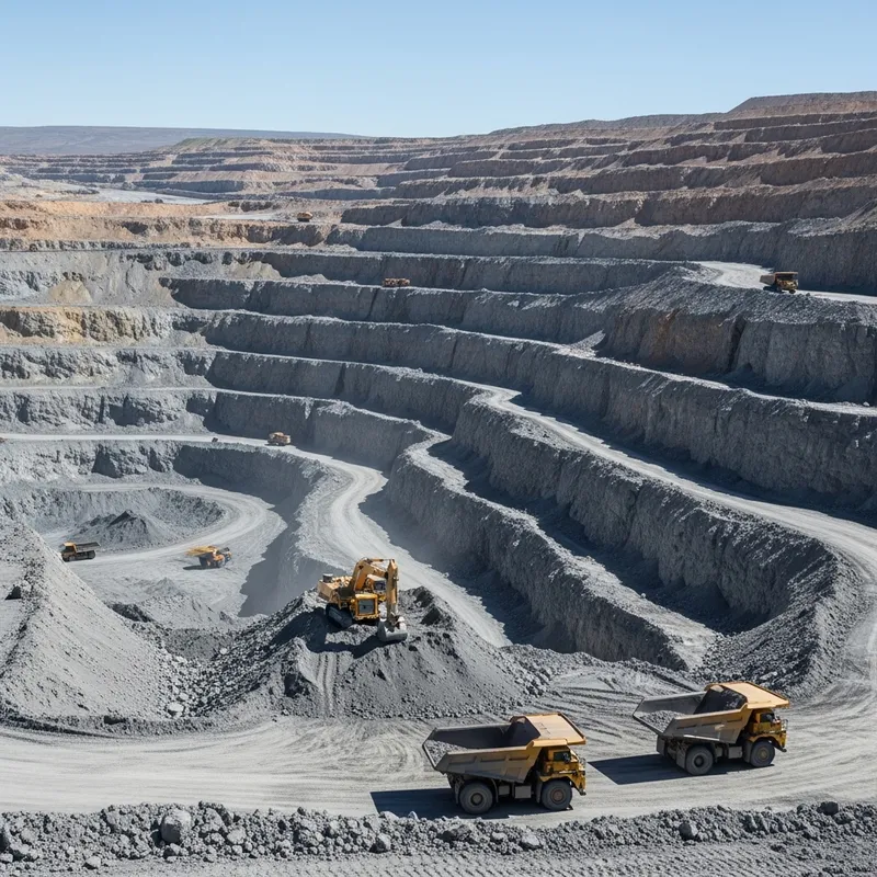 South 32 Mining Operation: Rugged Landscape and Heavy Equipment