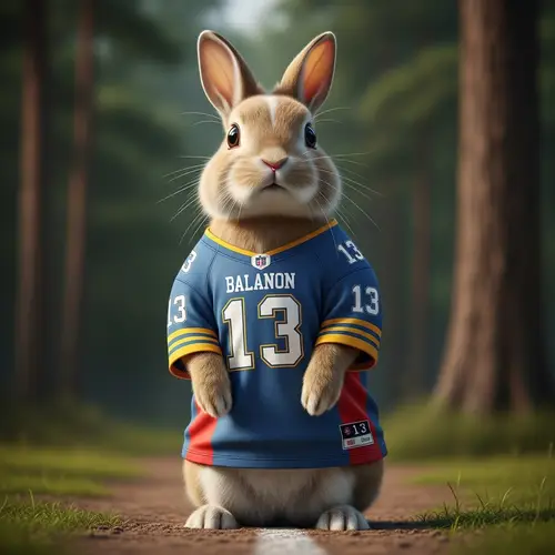 Adorable Rabbit in Oversized Football Jersey | Number 13