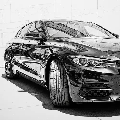 Detailed Black Car Pencil Drawing - Realistic Art