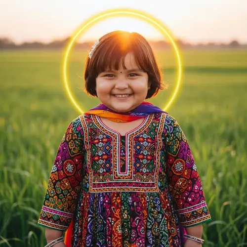 Young South Asian Girl in Vibrant Traditional Dress