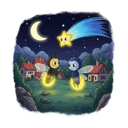 Curious Firefly Luna and Dreaming Shooting Star Estrella's Adventure