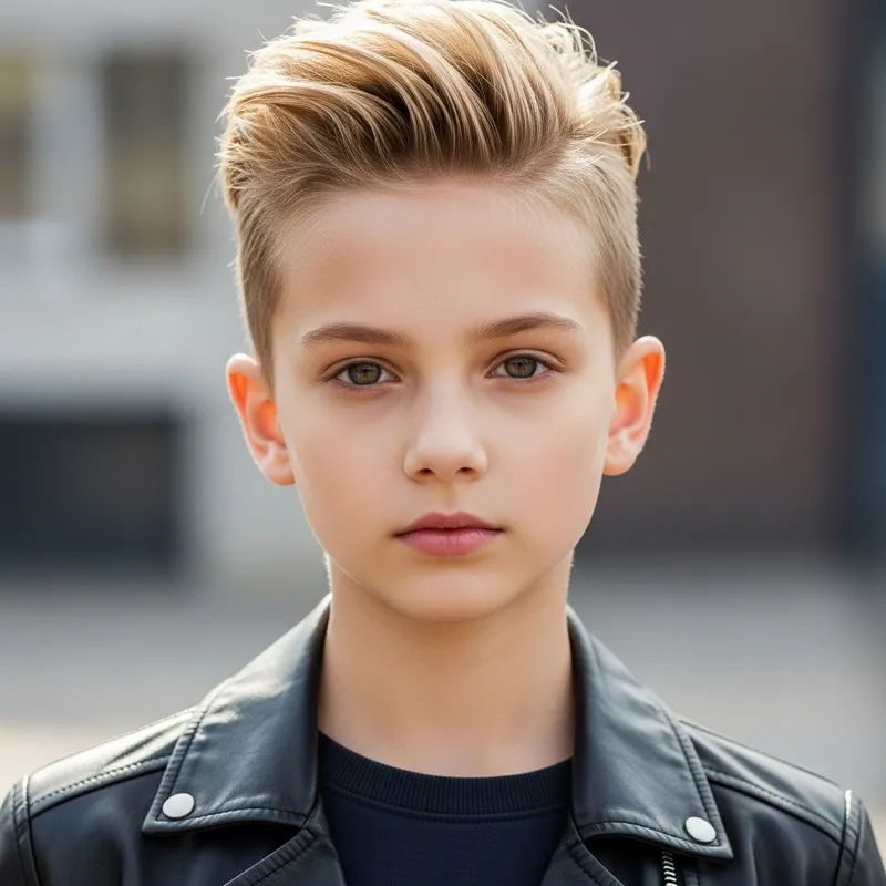 Stylish Young Girl with Short Blonde Crew Cut