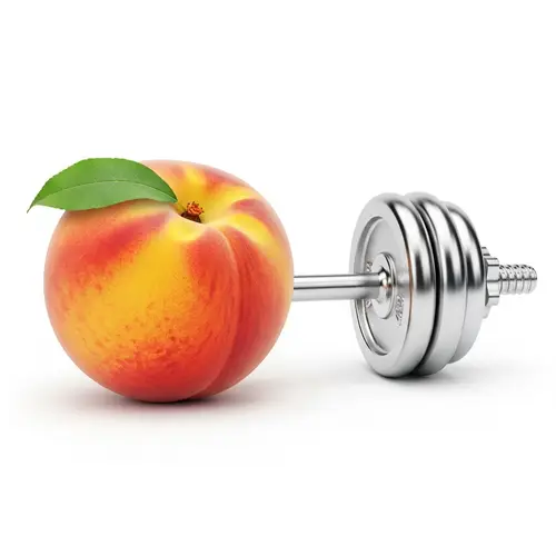 Ripe Peach and Chromed Barbell - Exquisite Visual Contrast