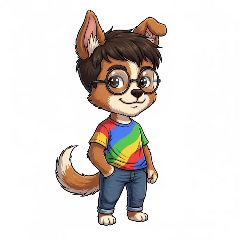 Playful Chibi Dog Man Character Design | Adorable Illustration