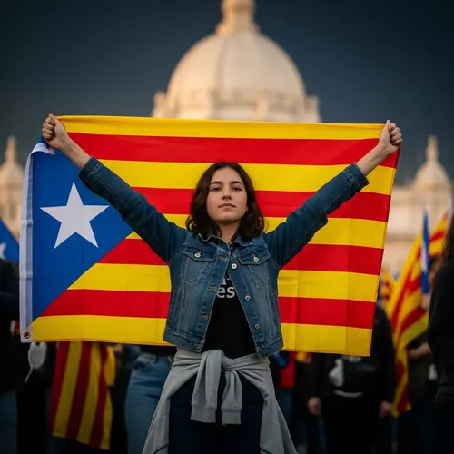 Adolescent Girl Holding Catalonia Independence Flag - Grand Event Capture