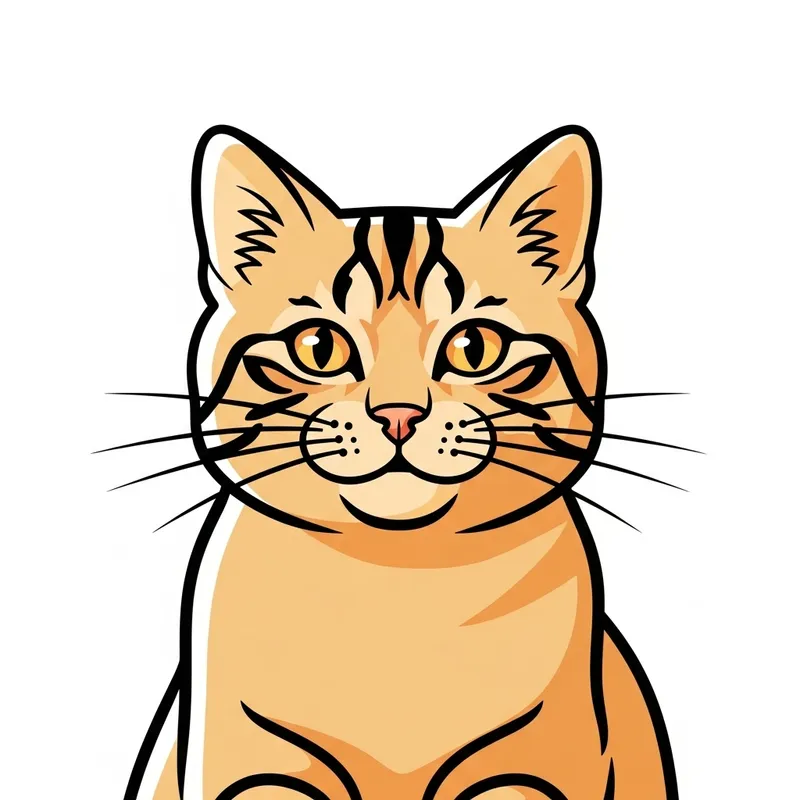 Simple & Bold Cat Illustration in Flat Style Simple & Bold Cat Illustration in Flat Style