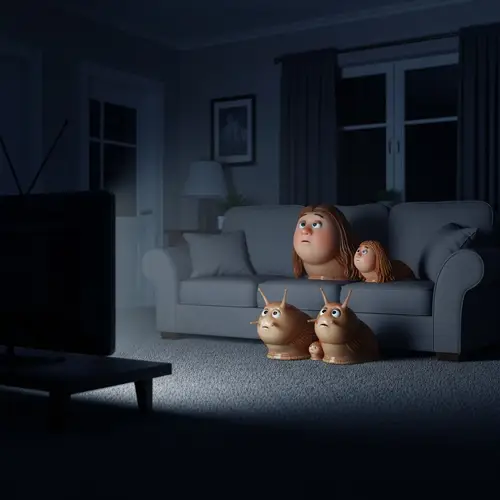 Family of Slugs Watching TV | Cozy Living Room Scene