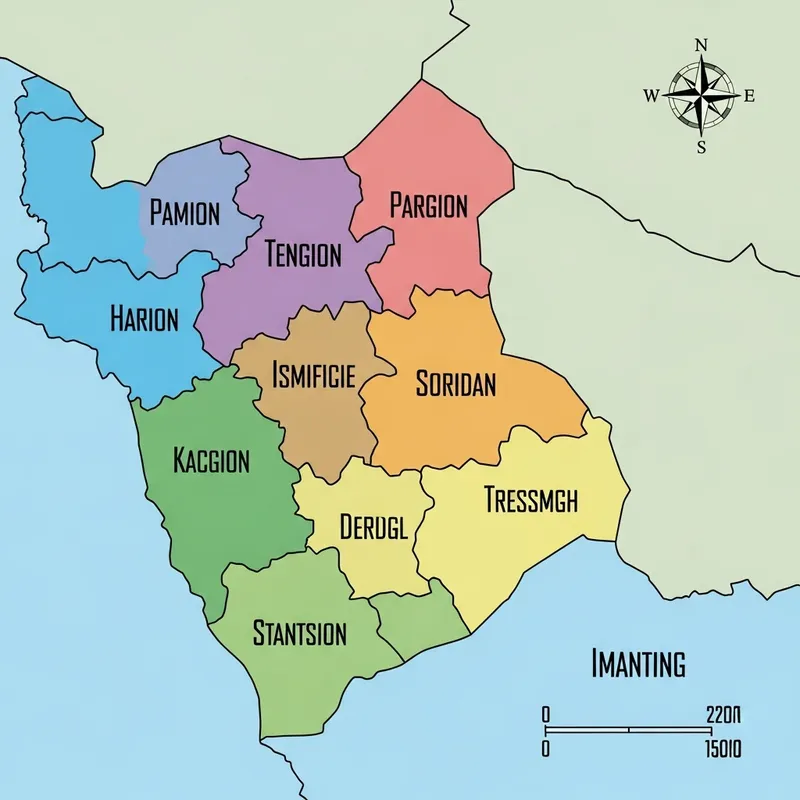 Colorful Global Borders Map Illustration Colorful Global Borders Map Illustration