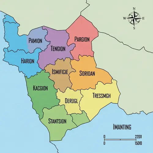 Colorful Geographical Borders Map Illustration