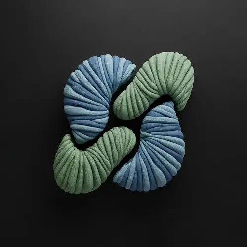 Intricately Detailed Tufted Logo Design | Blue & Green Fibers