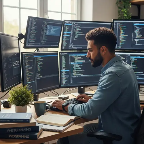 Dedicated Programmer in Modern Office Setting