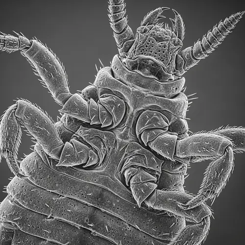 Detailed Photomicrograph of Lice - Scientific Monochrome Study